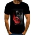 Casual O Neck Cartoon Print Black Men T-shirt